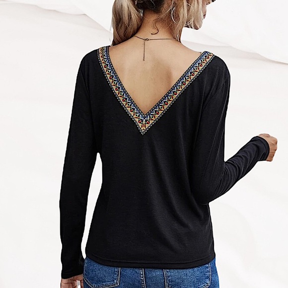 Tribal Embroidery Long Sleeve Shirt - Picture 2 of 6
